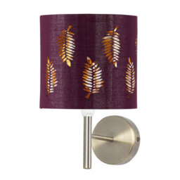 First Choice Lighting Brea - Antique Brass Wall Light With Burgundy Fern Shade