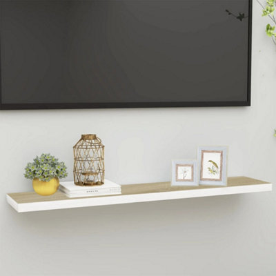 Berkfield Floating Wall Shelf Oak And White 120X23.5X3.8 Cm Mdf - image 1