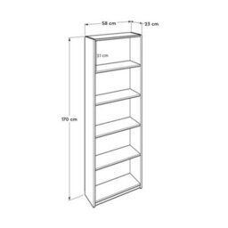 Matt White 5 Tier Tall Bookcase Storage Shelving Unit - thumbnail 2