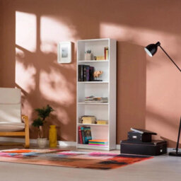 Matt White 5 Tier Tall Bookcase Storage Shelving Unit - thumbnail 1