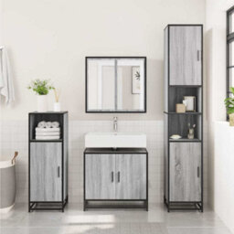 Walplus Bathroom Sink Cabinet Grey Sonoma 65X33X60 Cm Engineered Wood - thumbnail 3