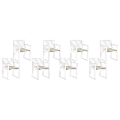 Beliani Set Of 8 Garden Chair Cushions Sassari Premium 46 X 46 Cm Taupe - image 1