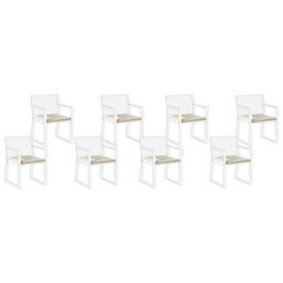 Beliani Set Of 8 Garden Chair Cushions Sassari Premium 46 X 46 Cm Taupe - thumbnail 4