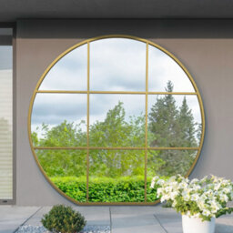 Mirroroutlet The Circulus Gold Framed Flat Bottom Circular Outdoor Garden Window Wall Mirror 189Cm X 180Cm