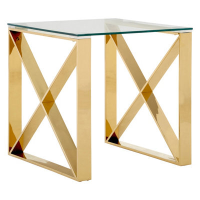 Orsina Stylish Design Champagne Cross Legs End Table, Durable Side Table For Livingroom, Versatile Side Table - image 1