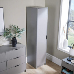 Home Source Phoenix 1 Door Wardrobe Storage Grey Bedroom Furniture - thumbnail 2