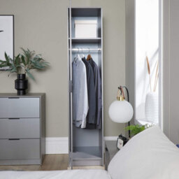 Home Source Phoenix 1 Door Wardrobe Storage Grey Bedroom Furniture - thumbnail 4