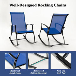 Costway 2 Pieces Outdoor Rocking Chairs Patio Cozy Rockers W/breathable Backrest - thumbnail 9