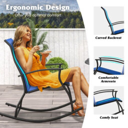 Costway 2 Pieces Outdoor Rocking Chairs Patio Cozy Rockers W/breathable Backrest - thumbnail 8