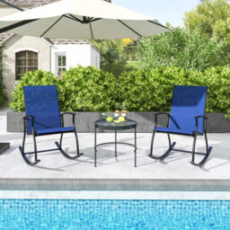 Costway 2 Pieces Outdoor Rocking Chairs Patio Cozy Rockers W/breathable Backrest - thumbnail 4