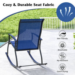 Costway 2 Pieces Outdoor Rocking Chairs Patio Cozy Rockers W/breathable Backrest - thumbnail 7