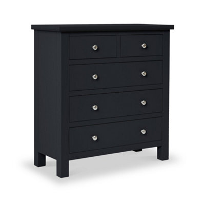 Cornish Black 2 Over 3 Chest Of Drawers Fully Assembled - By Roseland Furniture - image 1