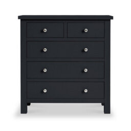 Cornish Black 2 Over 3 Chest Of Drawers Fully Assembled - By Roseland Furniture - thumbnail 4