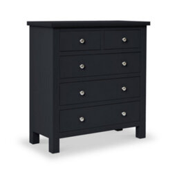 Cornish Black 2 Over 3 Chest Of Drawers Fully Assembled - By Roseland Furniture - thumbnail 1