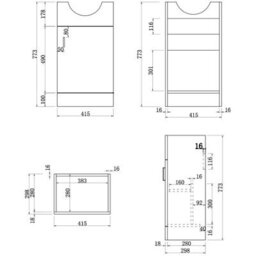 Affine 450mm Bathroom Vanity Unit Floor Standing Basin Sink Single Tap Hole White Gloss - thumbnail 7