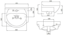 Affine 450mm Bathroom Vanity Unit Floor Standing Basin Sink Single Tap Hole White Gloss - thumbnail 6