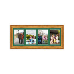AK Frames 50X20Cm Oak Classic Multi Photo Frame With Emerald Mount - Holds 4 Apertures (4X) 6X4 Photos