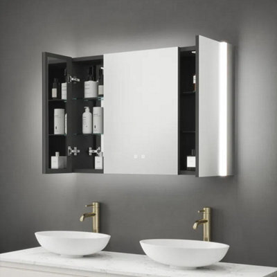 Bubly Bathrooms Balmoral Triple Door Led Bathroom Mirror Cabinet With Bluetooth & Shaver Socket, 1050X700X130mm - image 1