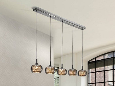 Luminosa Lighting Luminosa Ari 5 Light Crystal Hanging Ceiling Pendant Mirror, G9 - Uk Stock - image 1