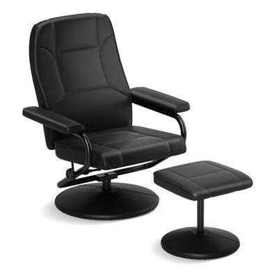 Gainoom Upholstered Faux Leather Armchair Swivel Reclining Chair With Ottoman - image 1