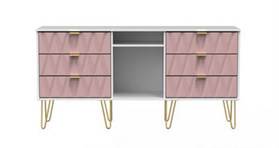 Dallas 6 Drawer Sideboard In Kobe Pink & White (Ready Assembled) - image 1