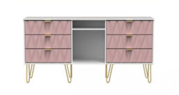 Dallas 6 Drawer Sideboard In Kobe Pink & White (Ready Assembled) - thumbnail 1