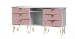 Dallas 6 Drawer Sideboard In Kobe Pink & White (Ready Assembled) - thumbnail 3