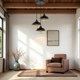 Ledsone 3 Head Black Gold Line Pendant Light For Hanging Lights, Industrial Ceiling Lights For Kitchen Bedroom Living Dining Room - thumbnail 8