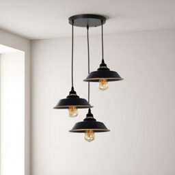Ledsone 3 Head Black Gold Line Pendant Light For Hanging Lights, Industrial Ceiling Lights For Kitchen Bedroom Living Dining Room - thumbnail 7