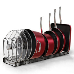 Homiu Expandable Pan Organiser Rack With 10 Adjustable Dividers -Black - thumbnail 1