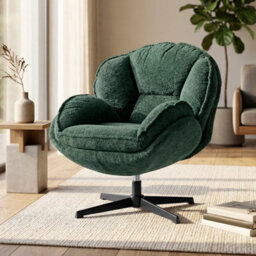 Dark Green Accent Chair Swivel Velvet Armchair - thumbnail 4