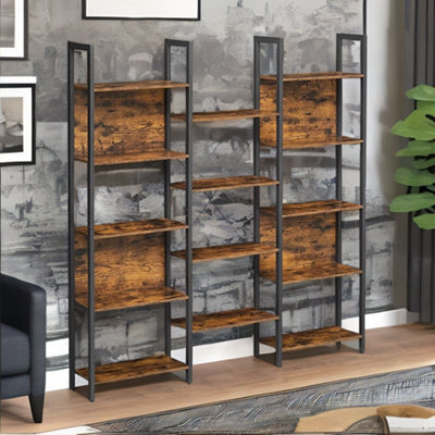 Rafaelo Mobilia Large Industrial Freestanding Bookcase With 14 Shelves - image 1