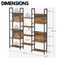 Rafaelo Mobilia Large Industrial Freestanding Bookcase With 14 Shelves - thumbnail 7