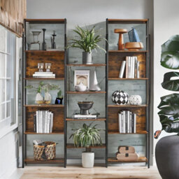 Rafaelo Mobilia Large Industrial Freestanding Bookcase With 14 Shelves - thumbnail 4