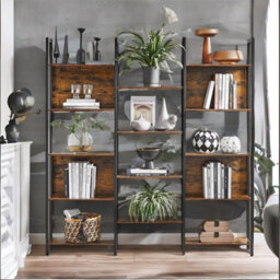 Rafaelo Mobilia Large Industrial Freestanding Bookcase With 14 Shelves - thumbnail 5