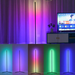 Vrygle Black Led Corner Floor Lamp Rgb Atmosphere Bedside Night Light Game Living Room - thumbnail 8