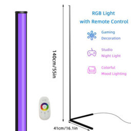 Vrygle Black Led Corner Floor Lamp Rgb Atmosphere Bedside Night Light Game Living Room - thumbnail 2