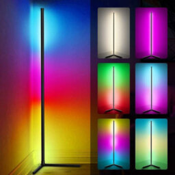Vrygle Black Led Corner Floor Lamp Rgb Atmosphere Bedside Night Light Game Living Room