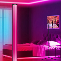 Vrygle Black Led Corner Floor Lamp Rgb Atmosphere Bedside Night Light Game Living Room - thumbnail 5