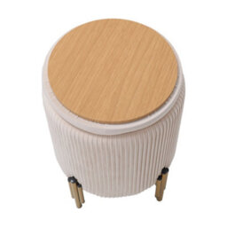 Living And Home Modern Pleated Beige Velvet Storage Ottoman With Metal Base - thumbnail 5