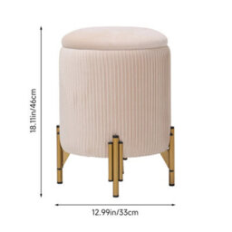 Living And Home Modern Pleated Beige Velvet Storage Ottoman With Metal Base - thumbnail 6