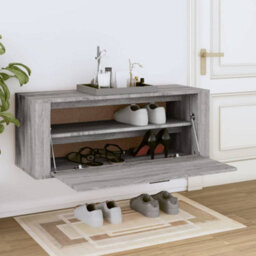 Berkfield Wall Shoe Cabinet Grey Sonoma 100X35X38 Cm Engineered Wood - thumbnail 3