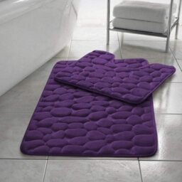Homes & Linen Stone Pebbles Bath Mat Set Non Slip Pedestal Set Extra Absorbent 100% Memory Foam Bathroom Toilet Mat Rug Set