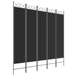 Vidaxl 5-Panel Room Divider Black 200X200 Cm Fabric Room Dividers - thumbnail 2