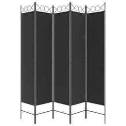 Vidaxl 5-Panel Room Divider Black 200X200 Cm Fabric Room Dividers - thumbnail 4