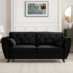 Home Detail Mona 2+3 Seater Sofa Set, Black Velvet - thumbnail 3