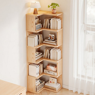 Living And Home 6-Tier Wooden L-Shaped Corner Bookshelf - image 1