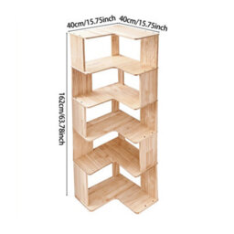 Living And Home 6-Tier Wooden L-Shaped Corner Bookshelf - thumbnail 3