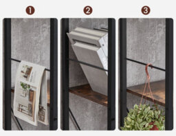 LEDREM Storage Unit, Bookcase, 5 Tiers, Open Compartments, Office Living Room, Bedroom, Industrial Style - thumbnail 9