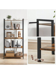 LEDREM Storage Unit, Bookcase, 5 Tiers, Open Compartments, Office Living Room, Bedroom, Industrial Style - thumbnail 4